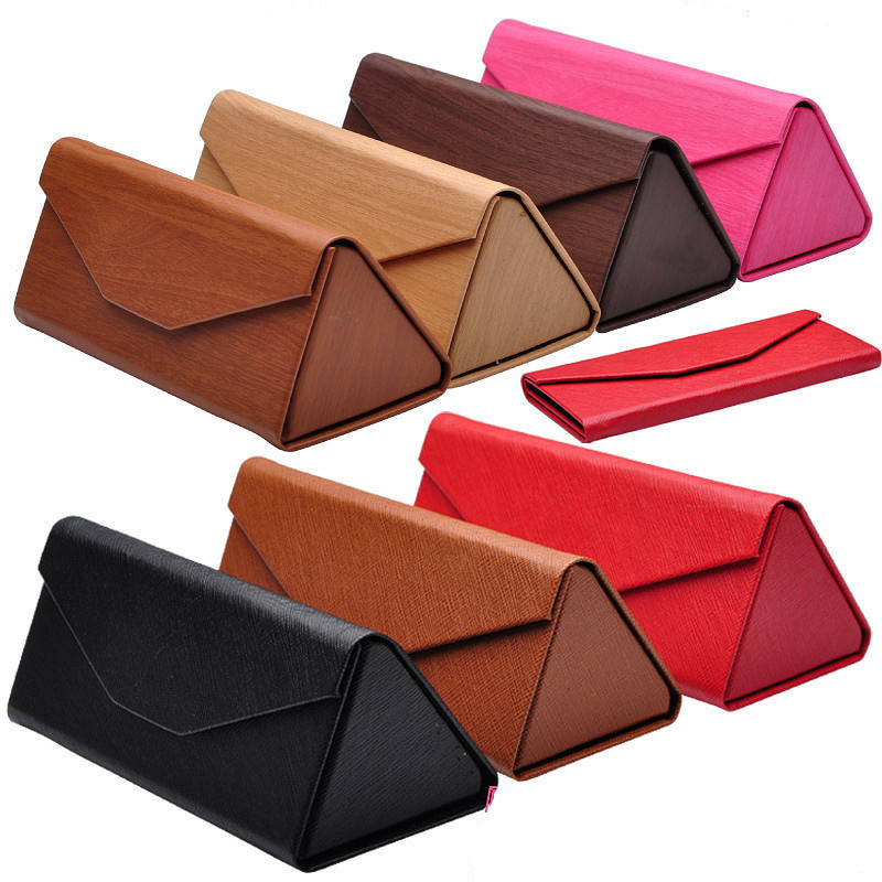 Wholesale New Portable PU Leather Case Box for Glasses Eyeglass Sunglasses Foldable Triangular Glasses Case