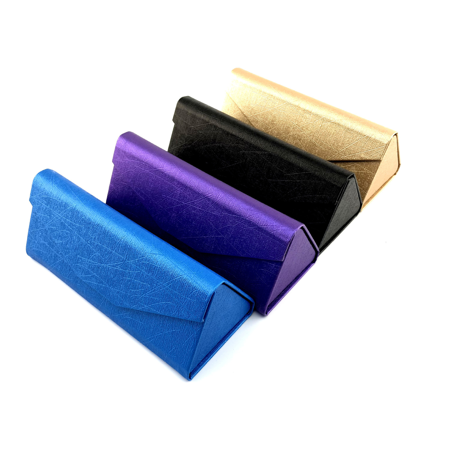 Wholesale New Portable PU Leather Case Box for Glasses Eyeglass Sunglasses Foldable Triangular Glasses Case