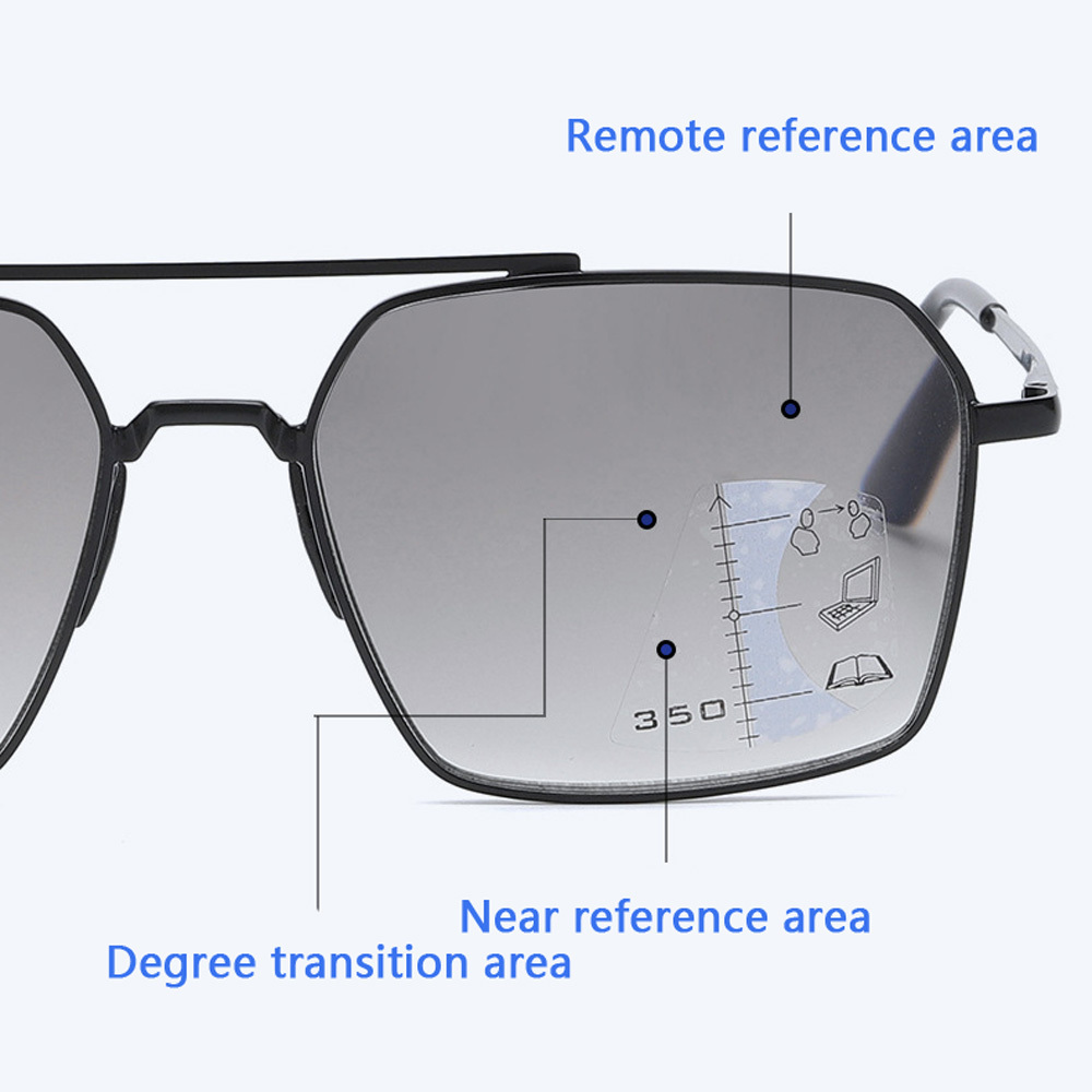 Wholesale Square Frame Intelligent Progressive Presbyopia Glasses Anti Blue Light Reading Sun Glasses