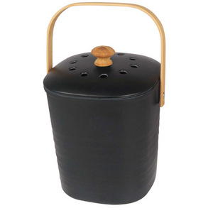 Black Activated Carbon Bamboo Fiber Storage Bucket Garden Compost Bin For Restaurants