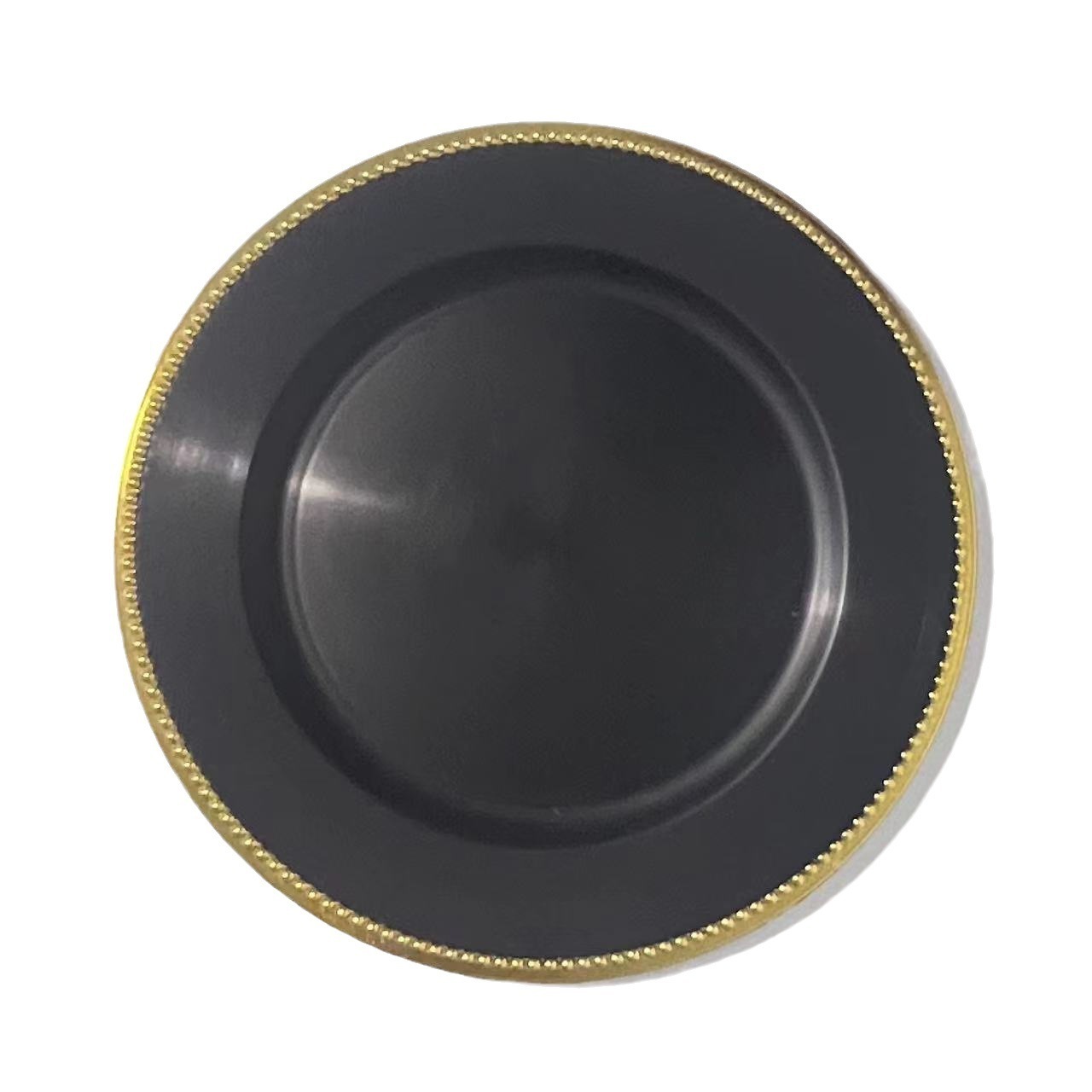 cheap wholesale plastic black gold silver charger plates wedding decoration bulk chargers for dinner plates