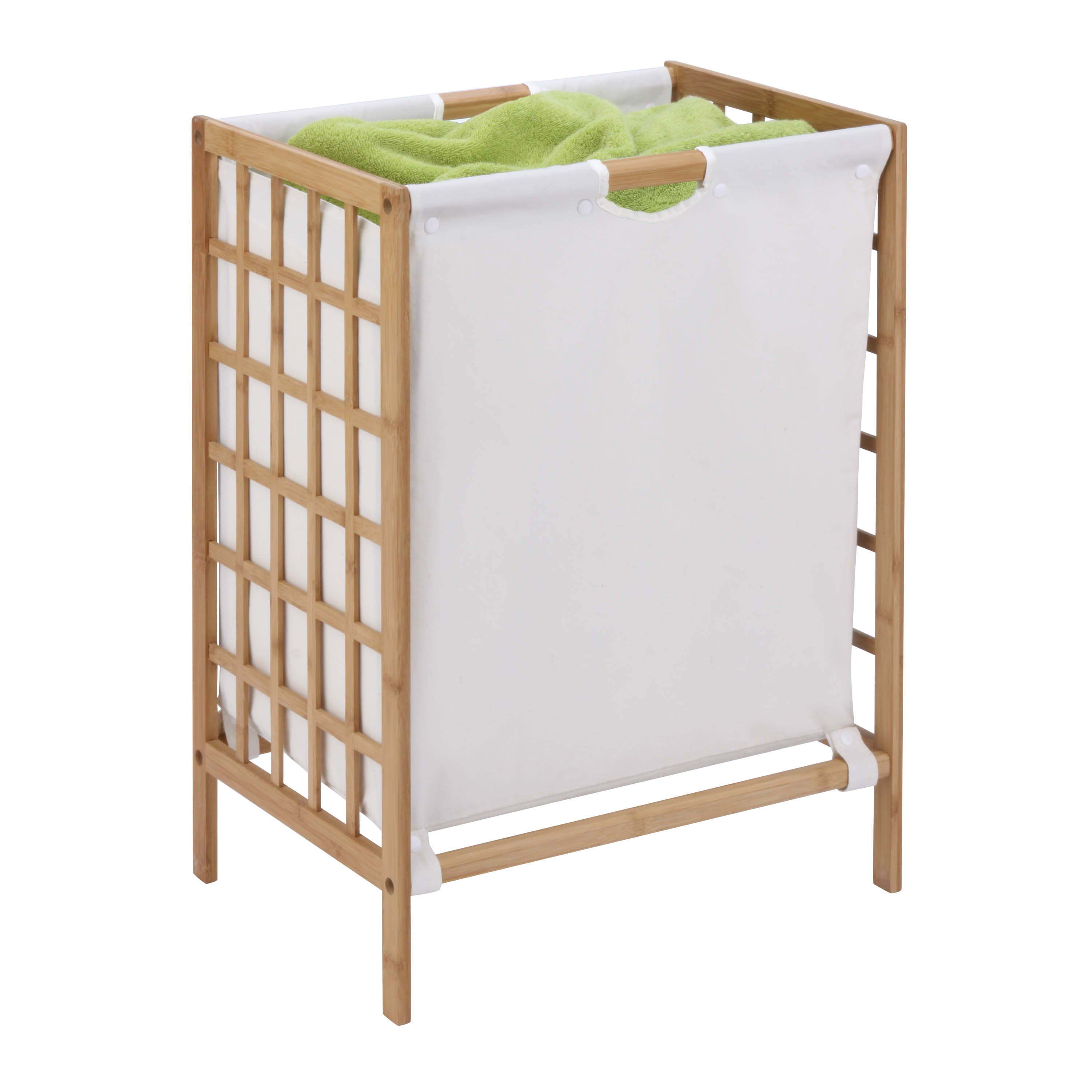 Wood Laundry Hamper Bamboo Laundry Basket with Liner Bag Storage Hamper Shelves Space Saving Laundry Room Shelves