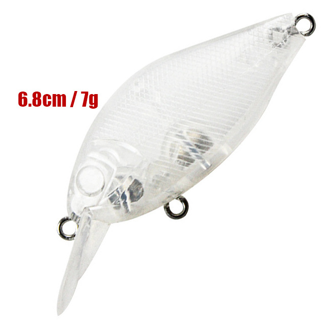 65mm7.2g unpainted lure crankbait blanks transparent cranbaits square bill crankbait ABS plastic blank lure