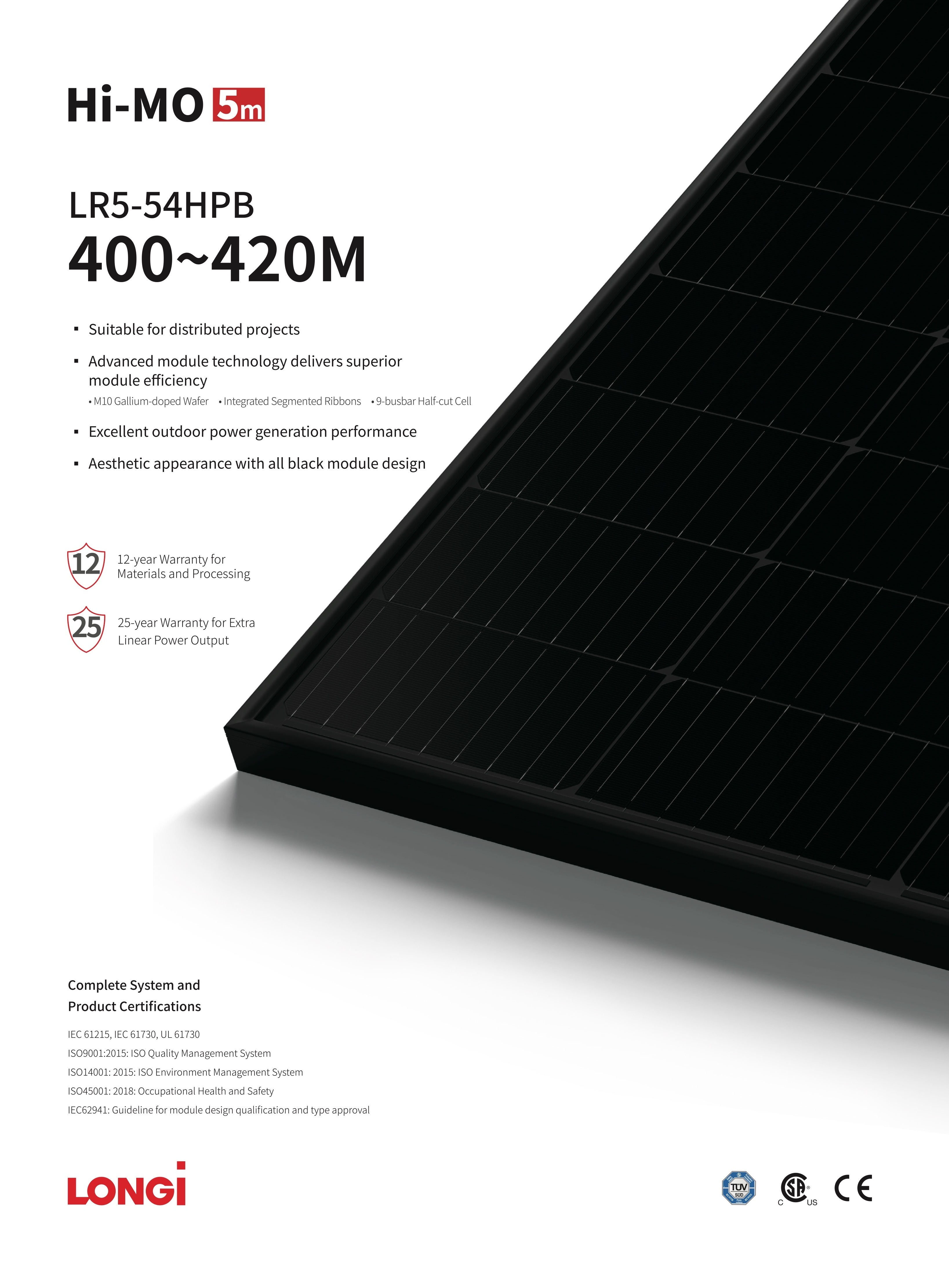 Best Selling Products 2023 All products of LONGi solar panels Hi-MO Himo Hi Mo 5 6 7 LONGi All Full Black 420W 410W 400W 405W