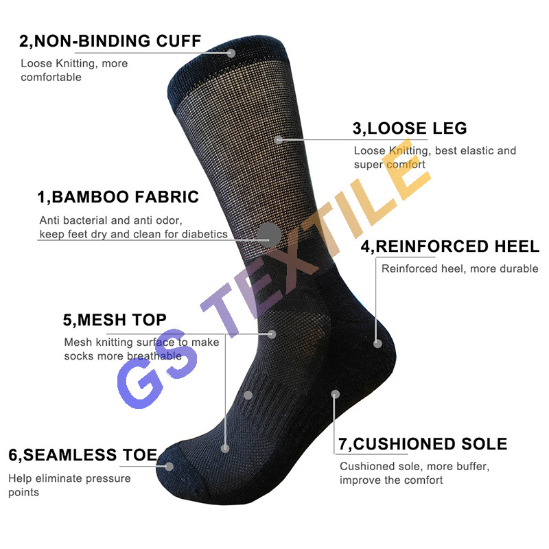 Manufacturer OEM Custom Your Logo Design Loose Knitting Comfortable Professional Diabetic Crew Socks