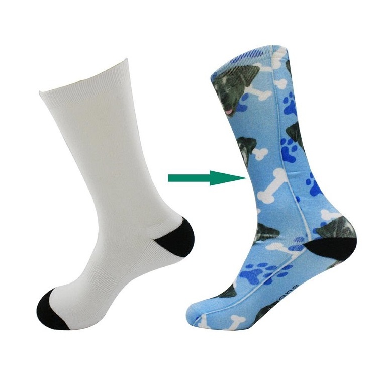 Custom Logo Sublimation White Socks Polyester Crew Men Unisex Different Sizes Printed Blank Socks For Sublimation