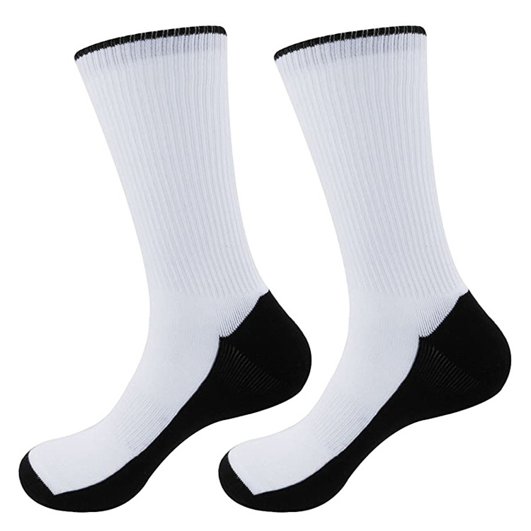 Custom Logo Sublimation White Socks Polyester Crew Men Unisex Different Sizes Printed Blank Socks For Sublimation