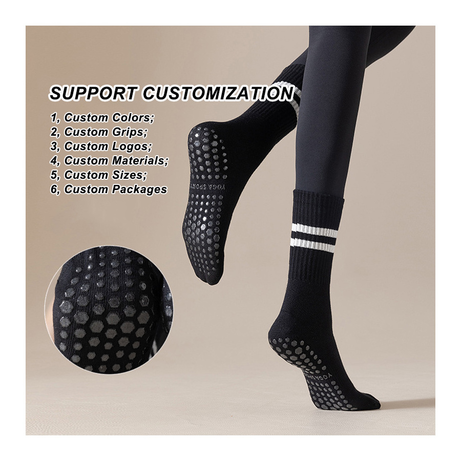 New Custom Logo OEM Wholesale High Quality Thick Fashion Anti Slip Non Slip Grip Women Pilates Yoga Socks