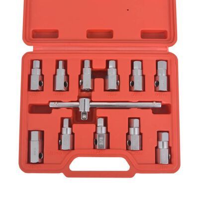 GTYPRO 12PCS Square Head Drain Plug Socket 38 Drive Master Oil Drain Plug Key Set Vehicle Tool