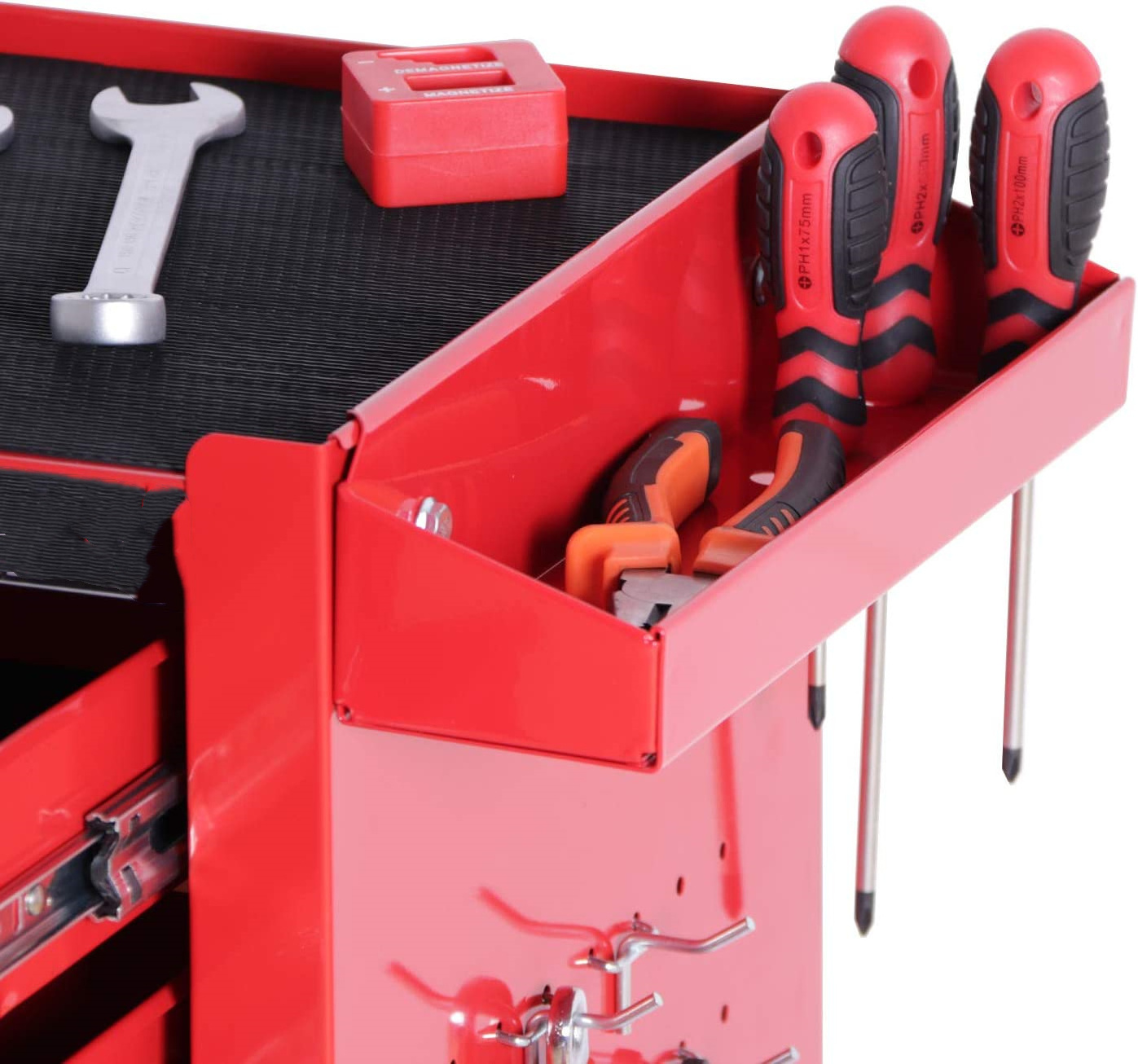 GTYPRO Tool trolley Cart Red Tool Chest Heavy Duty Cart Steel Rolling Tool Box with Lockable Doors Car auto  repair