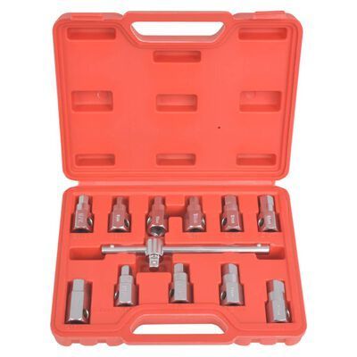 GTYPRO 12PCS Square Head Drain Plug Socket 38 Drive Master Oil Drain Plug Key Set Vehicle Tool