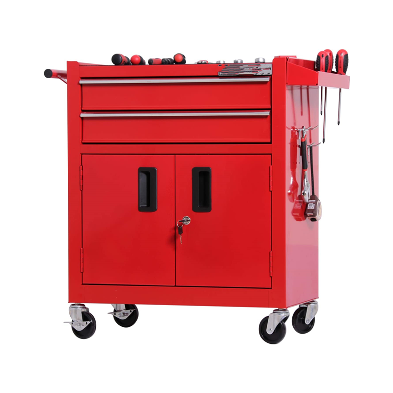 GTYPRO Tool trolley Cart Red Tool Chest Heavy Duty Cart Steel Rolling Tool Box with Lockable Doors Car auto  repair