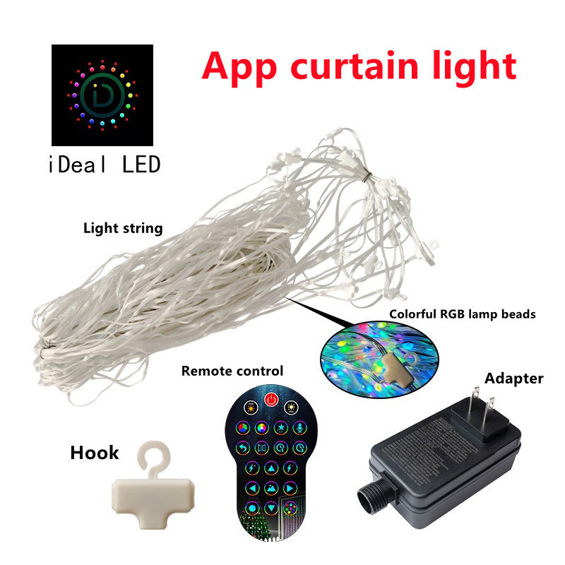 App Control Christmas Smart RGB Pixel Addressable Curtain Lights Party Programmable Led Fairy Smart Curtain Lights