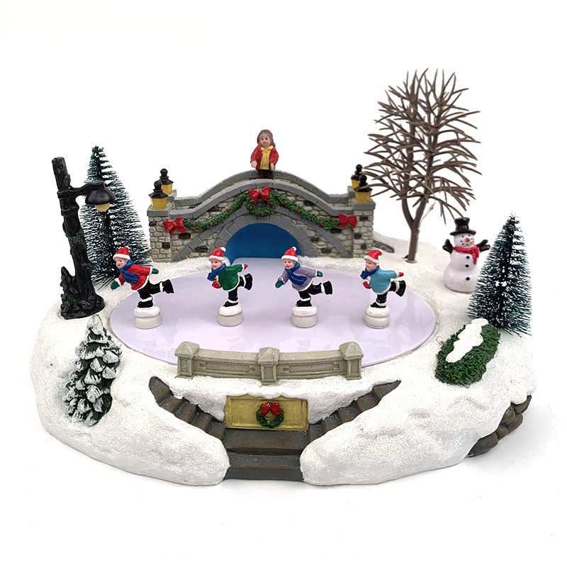 European style snow house Resin House Christmas Village House Christmas table decoration home Accessories