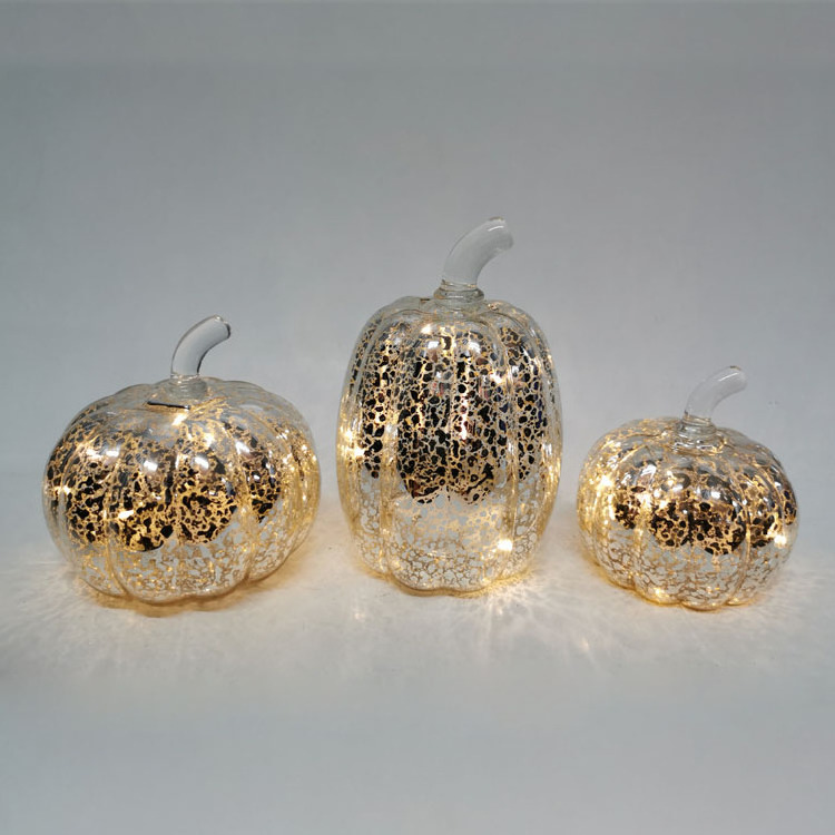 Wholesale battery operated mercury glass Halloween pumpkin decoration led