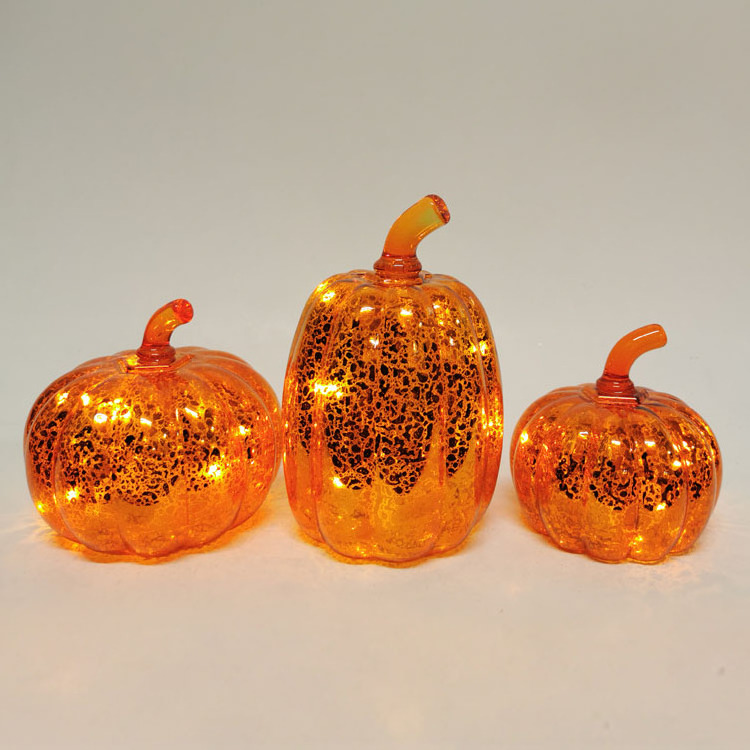 Wholesale battery operated mercury glass Halloween pumpkin decoration led