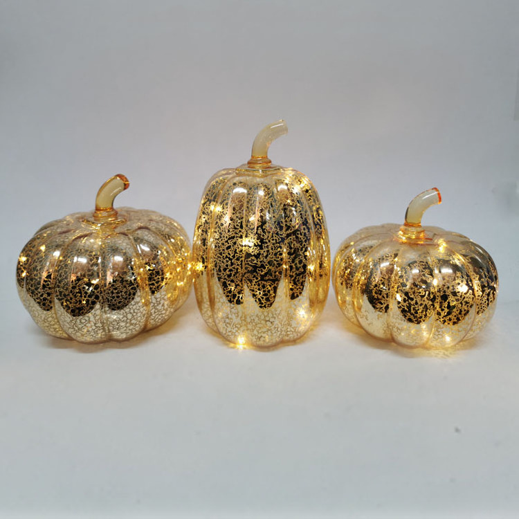 Wholesale battery operated mercury glass Halloween pumpkin decoration led