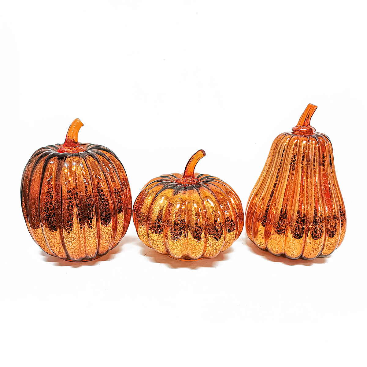 Wholesale battery operated silver mercury glass Halloween pumpkins decoration with led lights pumpkin halloween light