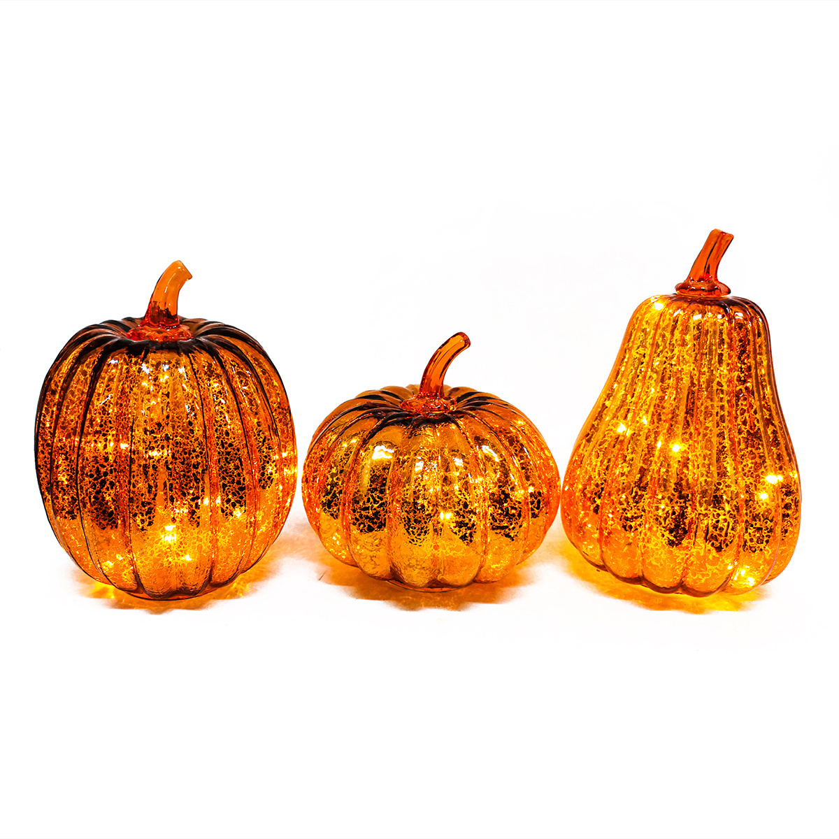 Wholesale battery operated silver mercury glass Halloween pumpkins decoration with led lights pumpkin halloween light