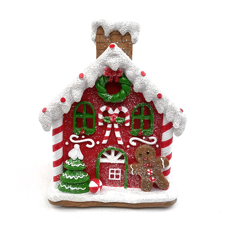 2023 The Christmas Resin House Christmas Scene House Village and Figurines with Snow and Led Lights Battery Operate Holiday