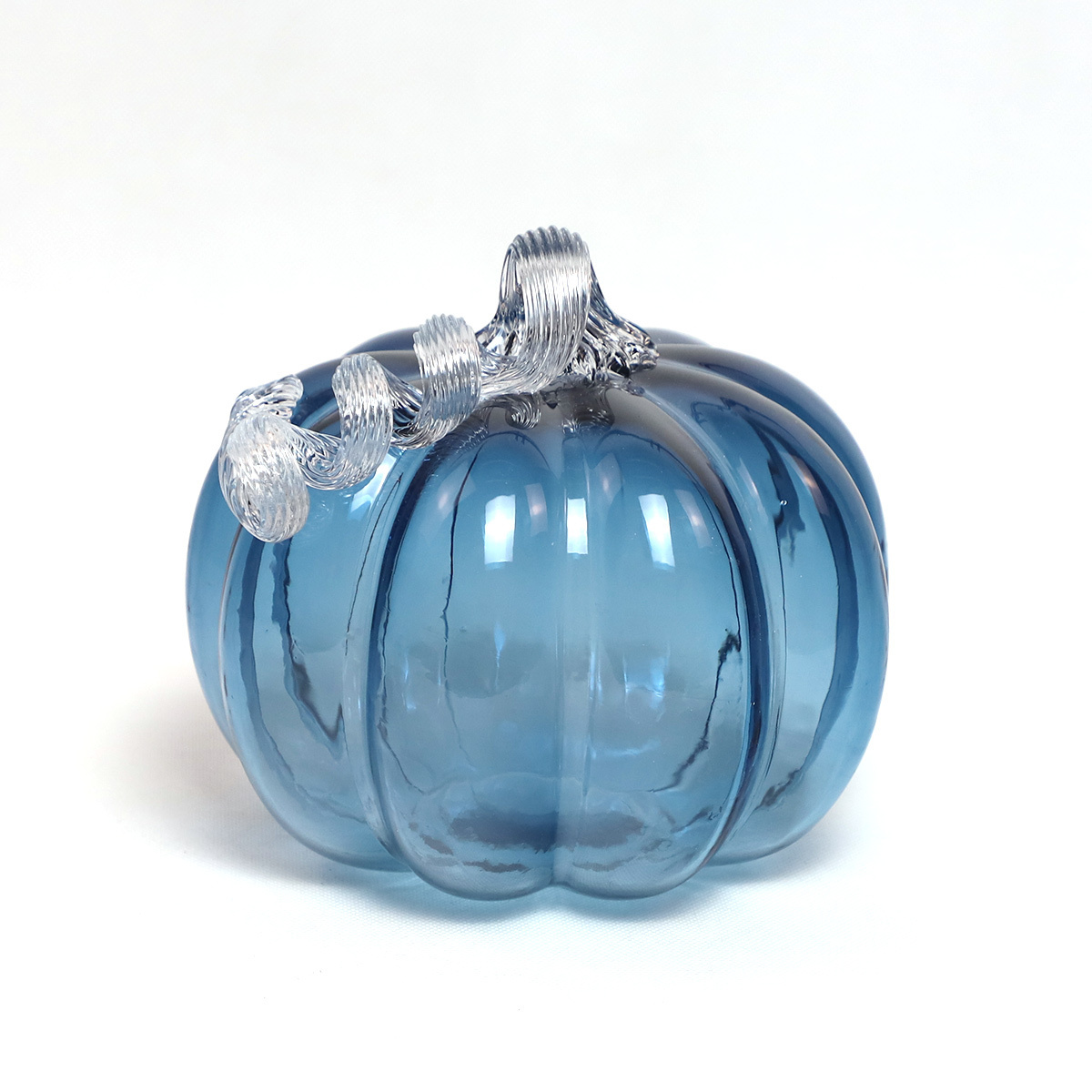 Wholesale Halloween Clear Glass Blue Artificial Big Pumpkin Decoration Battery Operated Lighted Up Shiny Lantern Garden Decor