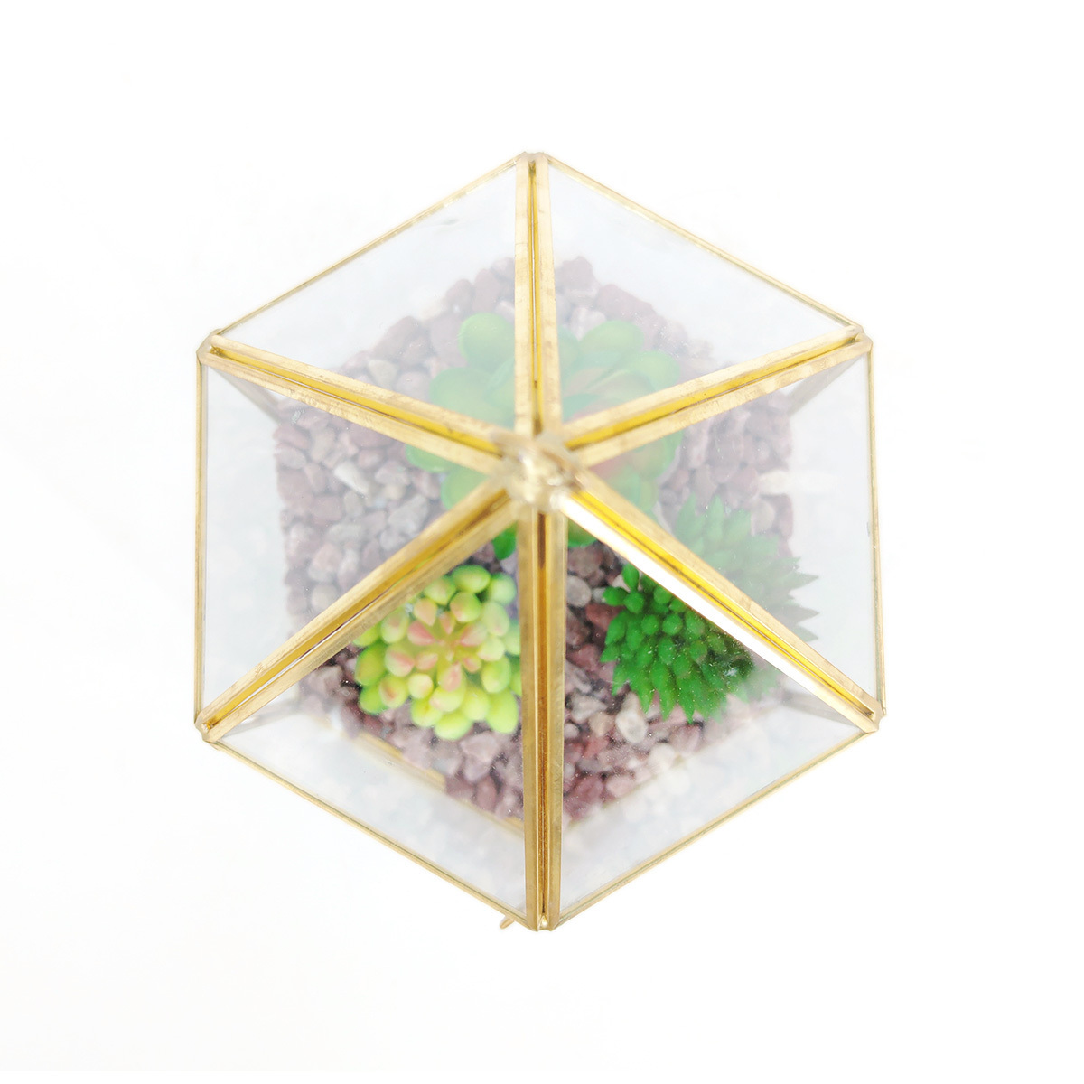 wholesale plant glass terrarium glass bowl case indoor tabletop geometric container for orchid succulents