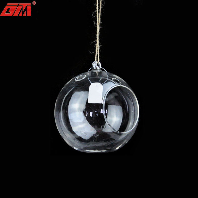 Hanging mini clear empty hand blown glass globe