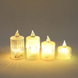 Battery handmade mini glass wax flicker pillar candle light for home wedding decoration led customized electric flameless candle