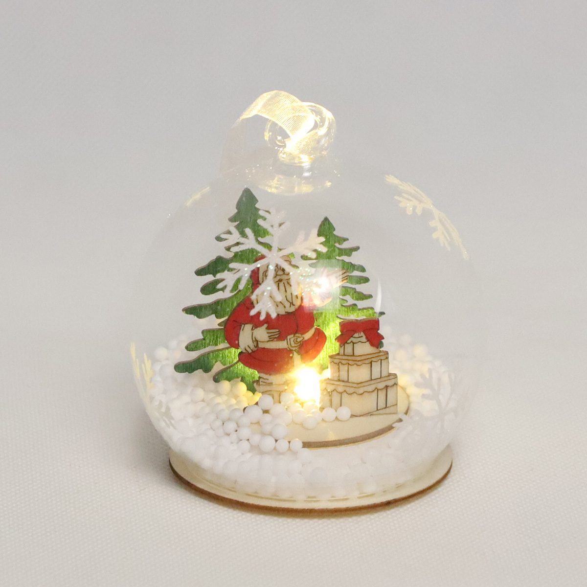 Battery Operated Christmas Ornaments Light Christmas Glass Snowball Decorative Hanging Glass Balls