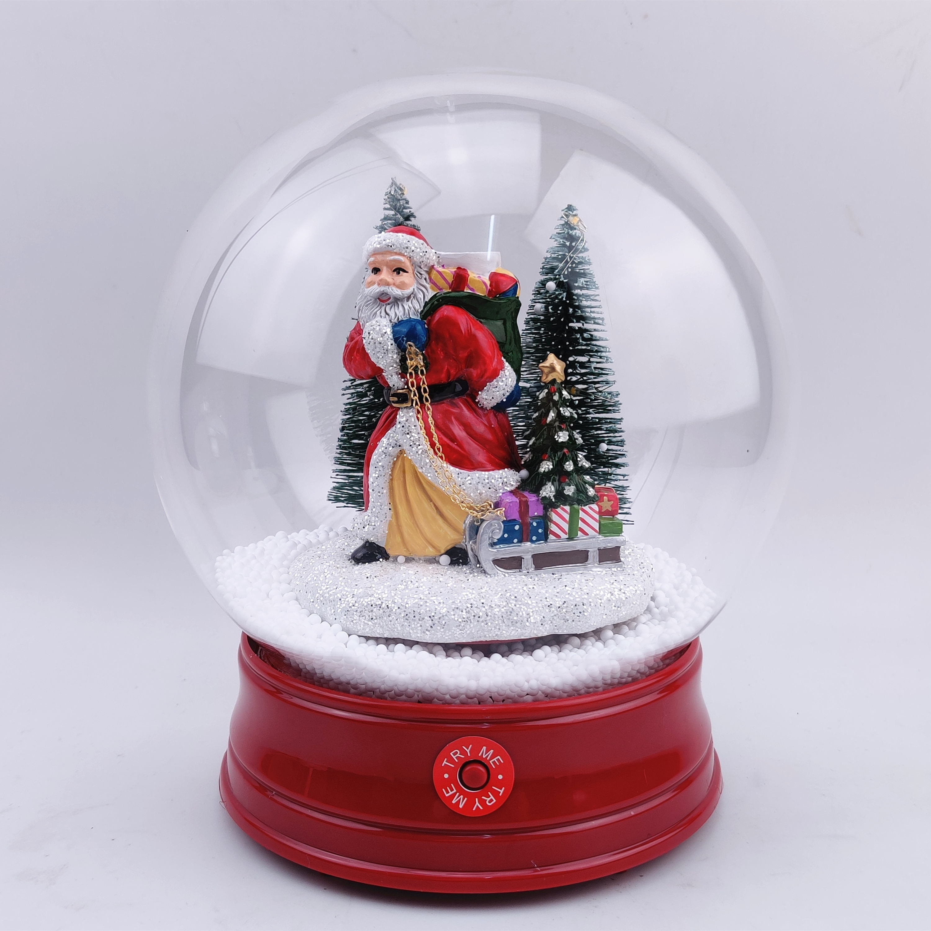 Christmas home indoor decoration ornaments musical resin polar bear glass snow ball globe with led light