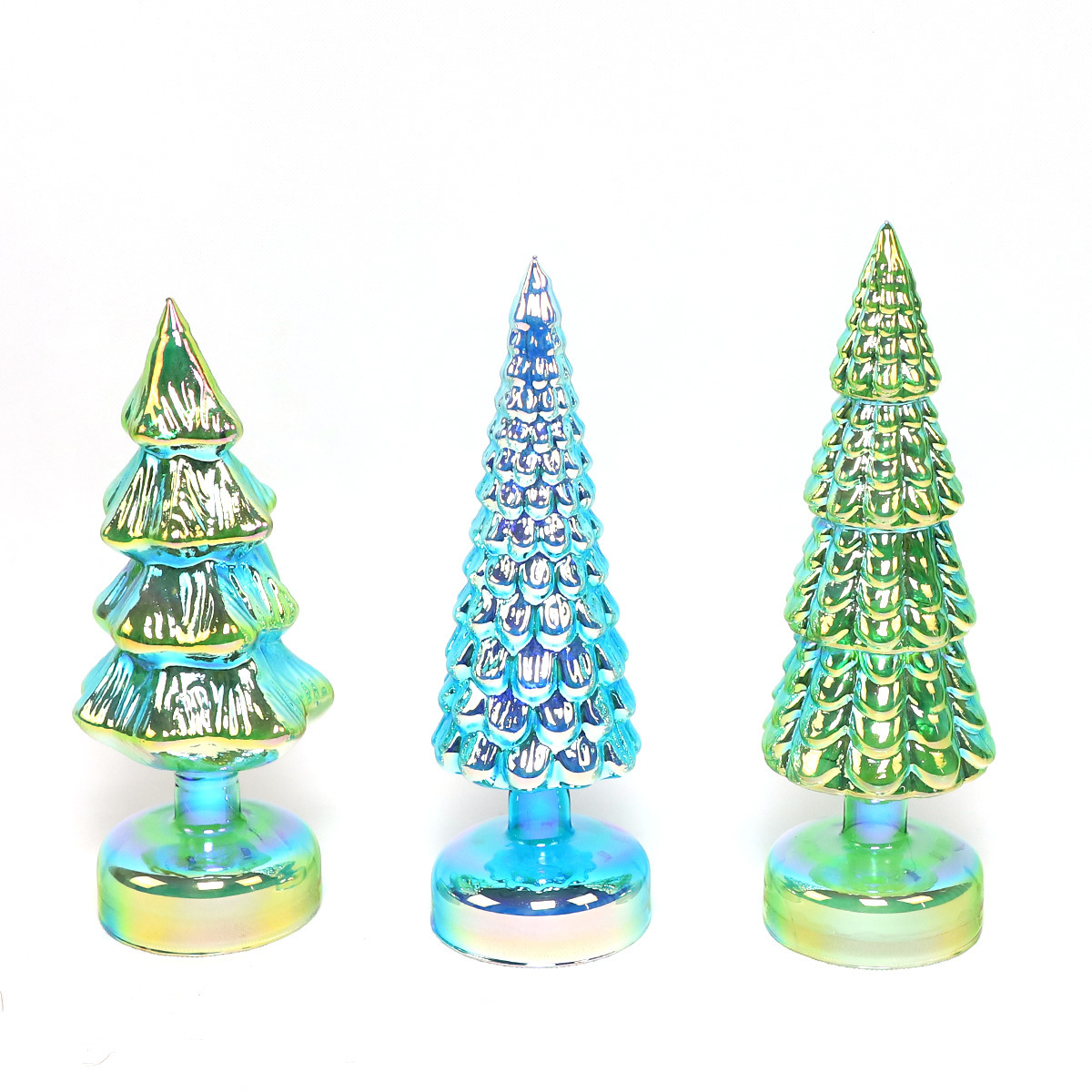 Beautiful Christmas Ornaments Hand Blown Glass Christmas Tree Lighted Up Luxury Iridescent Winter Artificial Home Indoor Decor