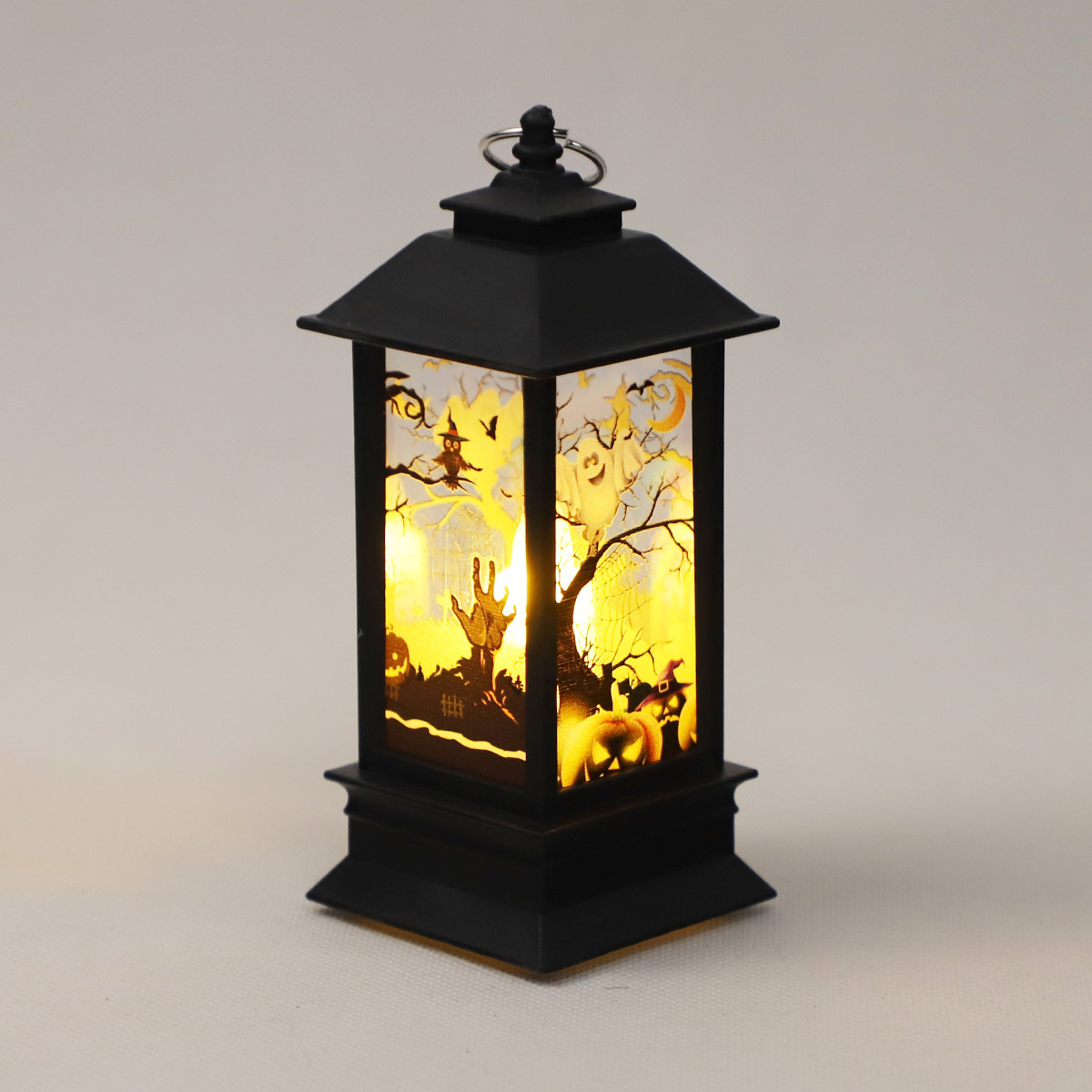 Wholesale led lighting up shiny wind lantern decoration battery operated mini lantern table ornament Halloween 2023