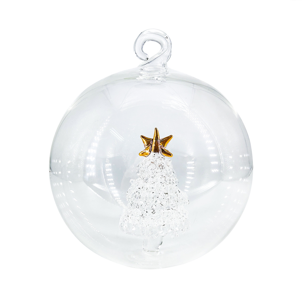 LED lighted Glass Globe Christmas Ornament custom engraved wood squirrel Scene Flat Bottom clear tree ball wholesale