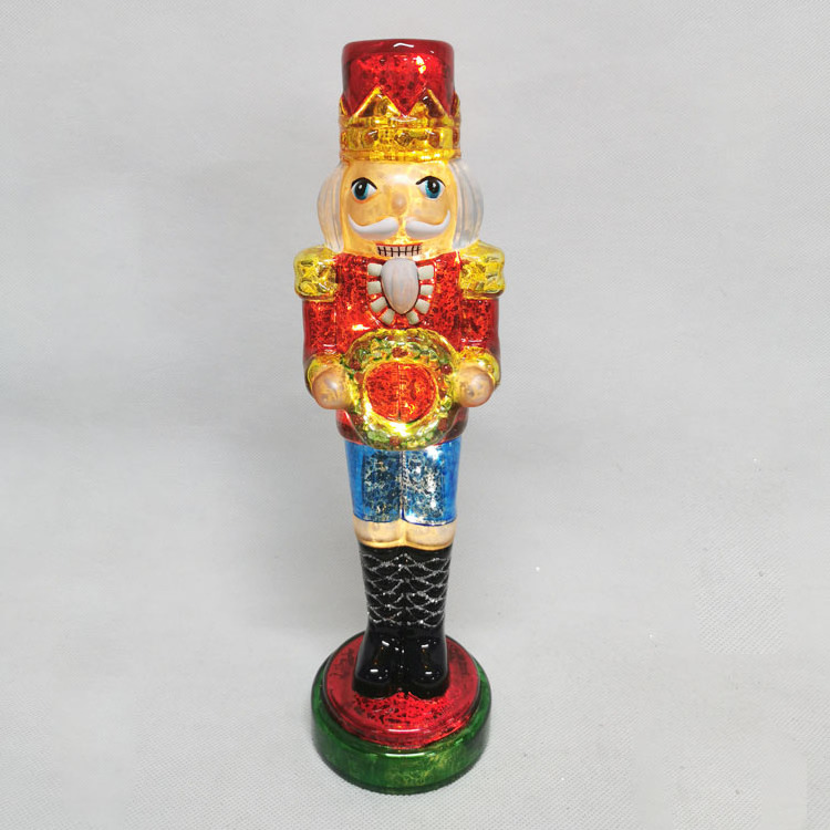 Led hand blown glass best christmas nutcracker soldier ballet figurine collection decorations ornaments craft products for sale