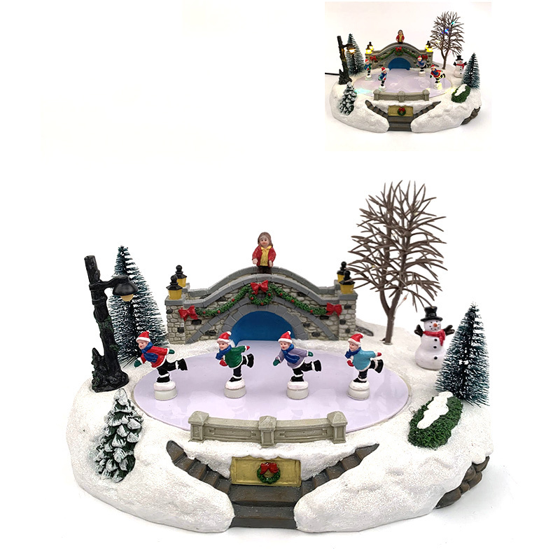 European style snow house Resin House Christmas Village House Christmas table decoration home Accessories