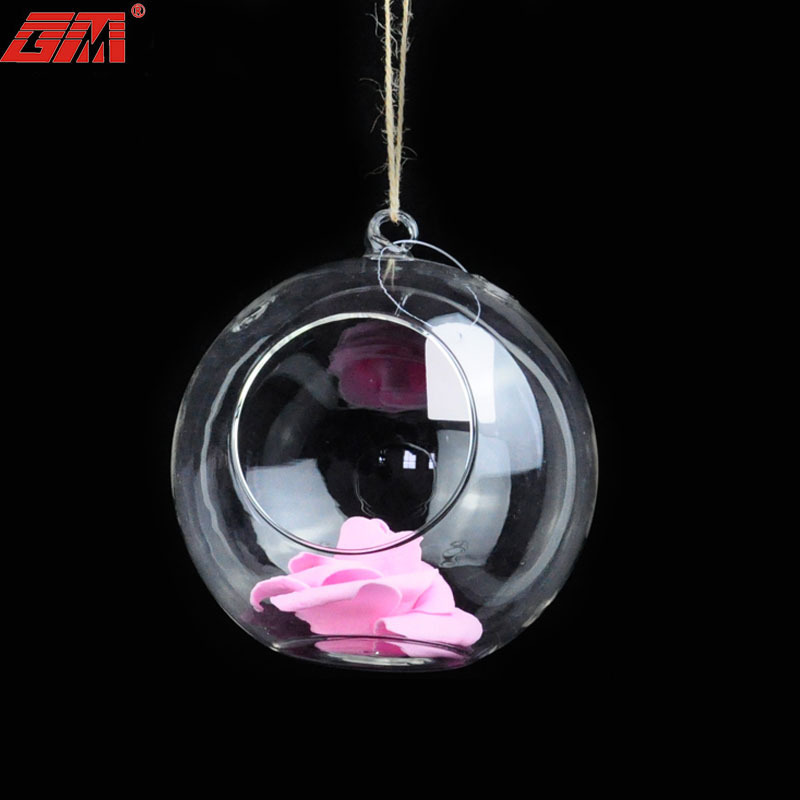 Hanging mini clear empty hand blown glass globe