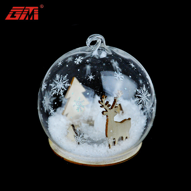 New personalized clear led light glass christmas ornaments flat bottom balls bulk on the Xmas tree