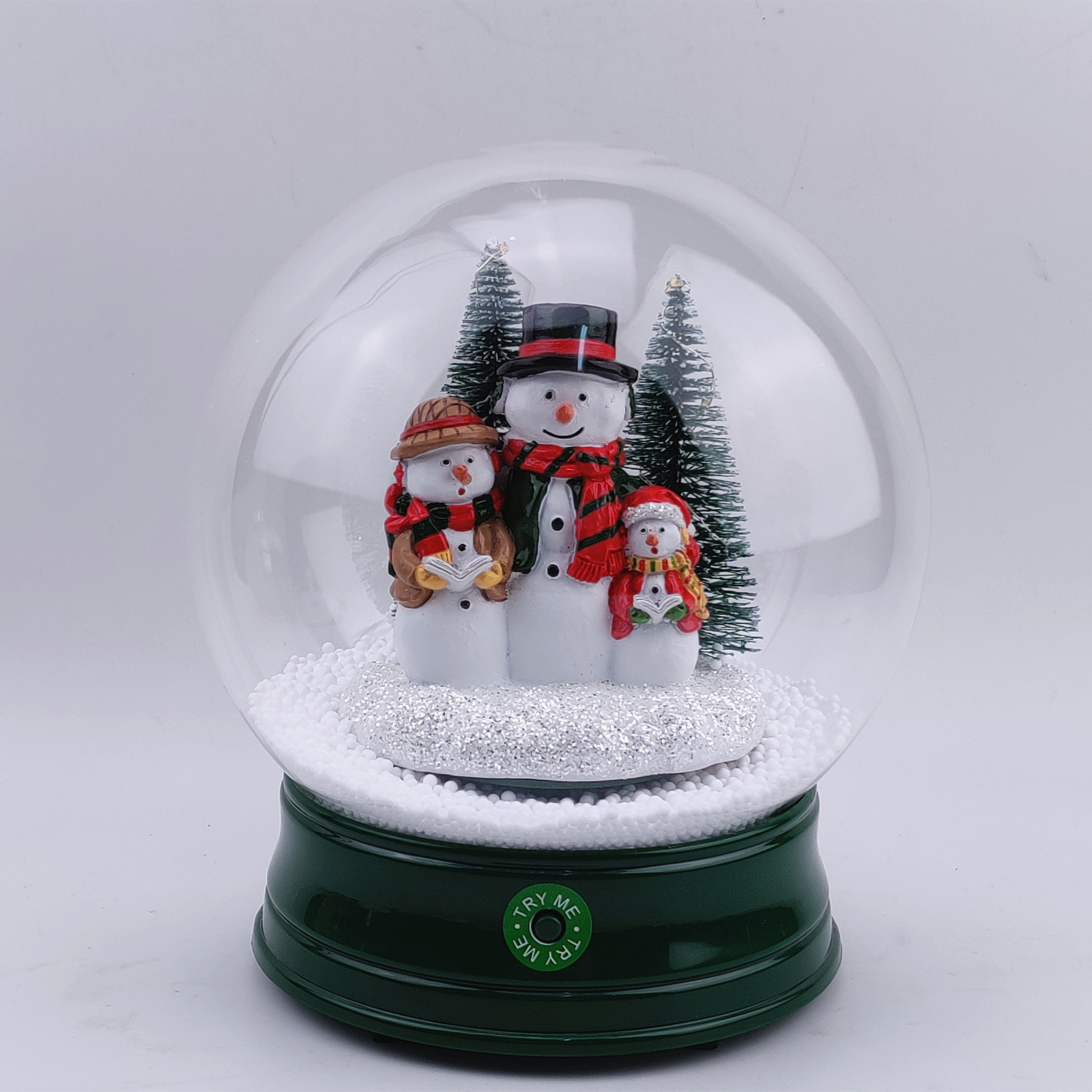 Christmas home indoor decoration ornaments musical resin polar bear glass snow ball globe with led light