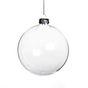 hotsale custom transparent glass Christmas balls 8cm tree hanging ball ornament