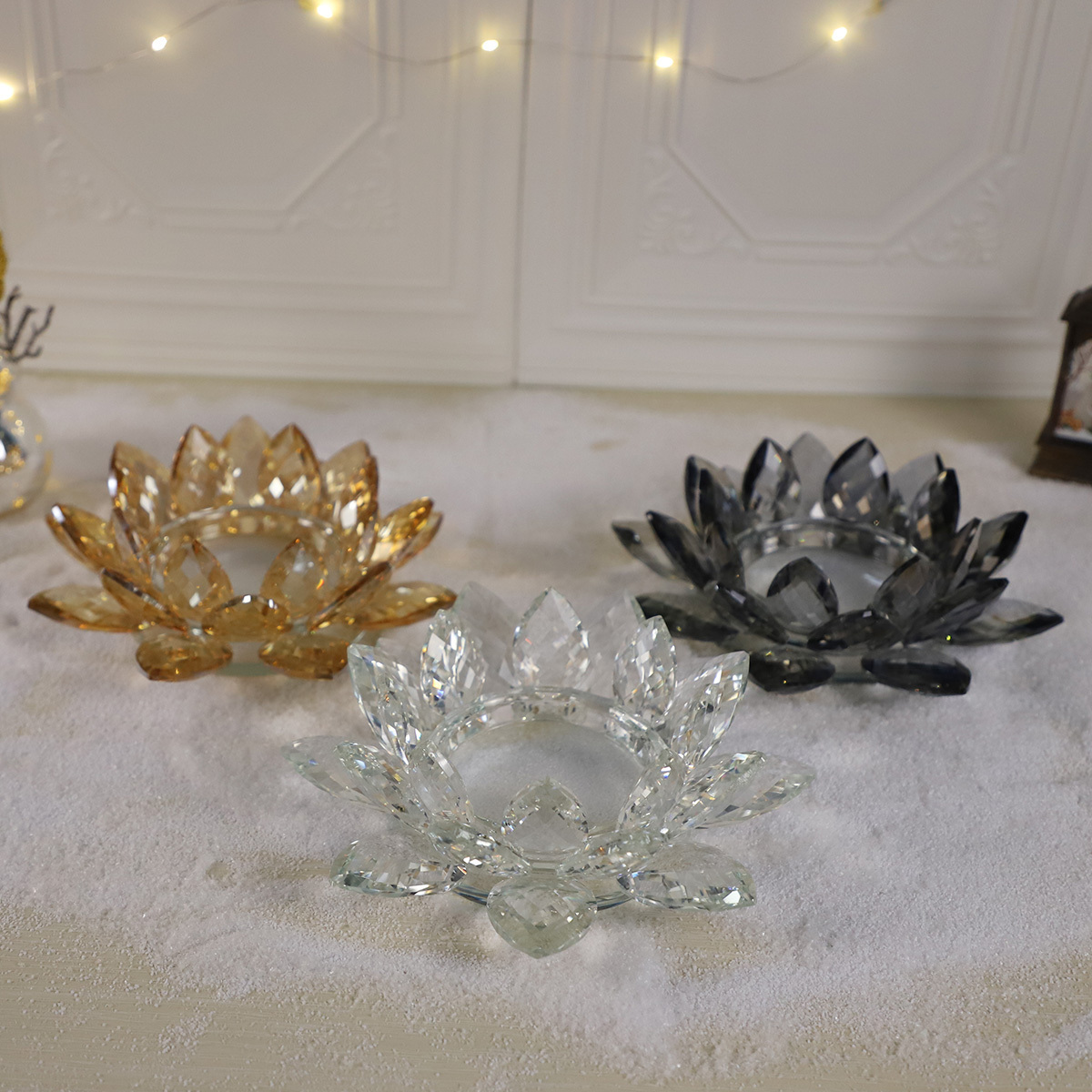 Hot Sale Lotus Flowers Tealight Candle Holders Crystal Votive Candle Holder