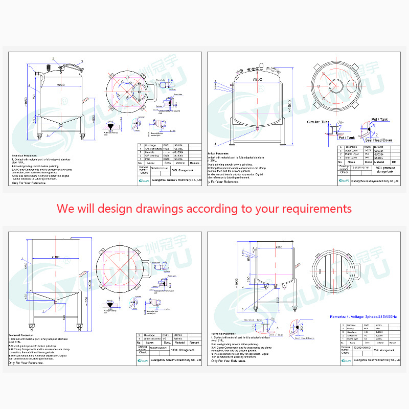 Guanyu Stainless Steel Storage Tank Liquid Chemical Equipment Shampoo Liquid Soap Lotion Storage Tank