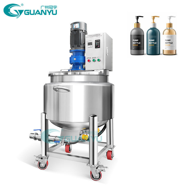 316 Stainless Steel Electric Heating Liquid Detergent Mixer 100l 200l Movable Mixing Tank Liquid Soap Shampoo Making Machine