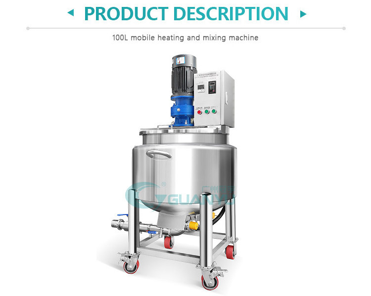 316 Stainless Steel Electric Heating Liquid Detergent Mixer 100l 200l Movable Mixing Tank Liquid Soap Shampoo Making Machine