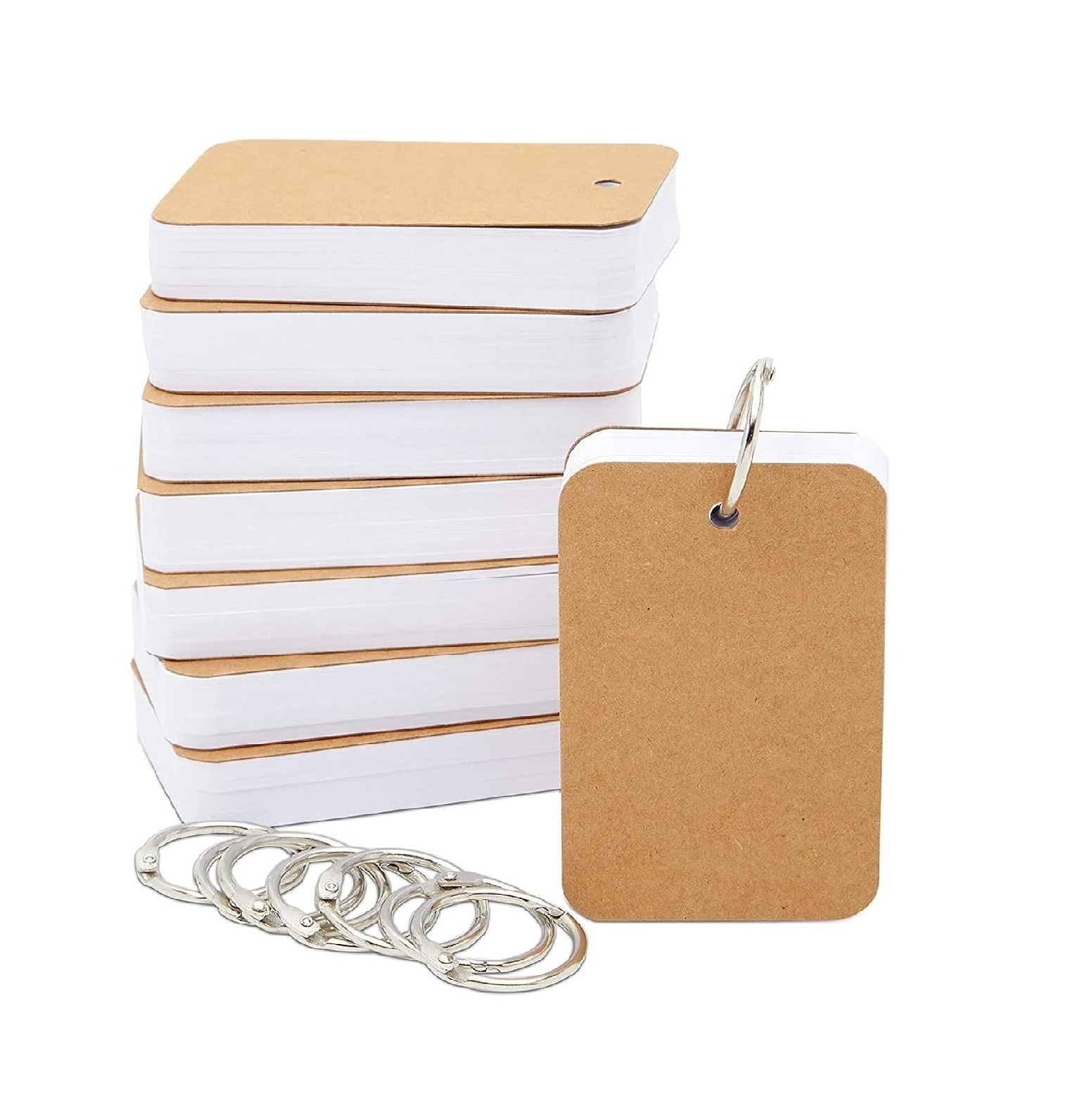 Blank Children Learning Flash Cards with Rings for Studying Index Note cards