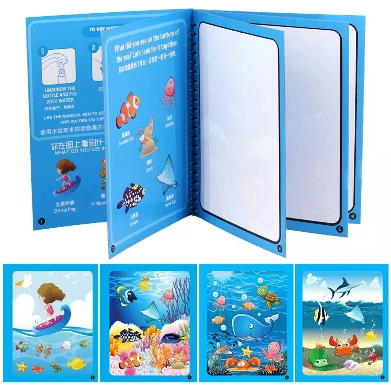 Colourful Writing  Magic Water Drawing Book Doodle Book with Magic Pen