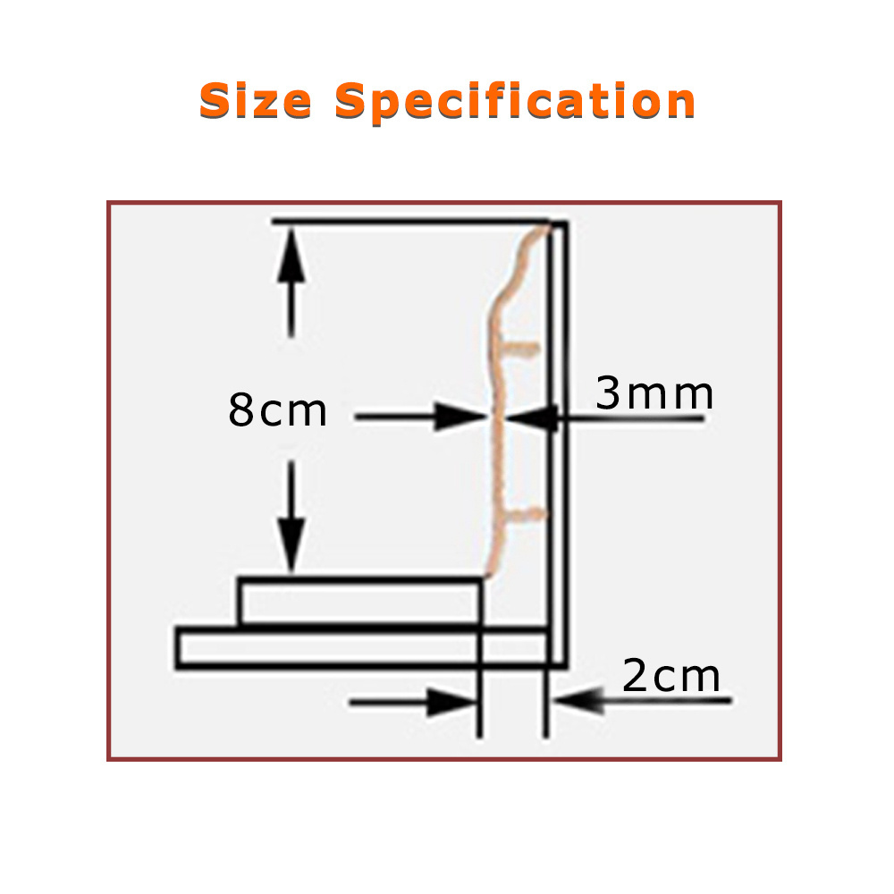 Skirting Kick Board PVC Plastic in Wooden 8cm in Color with Bracket