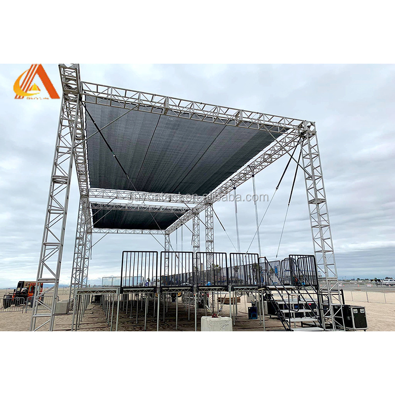 Square Aluminum waterproof Aluminum Hanging LED Screen light Roof concert mobile Platform Stage truss