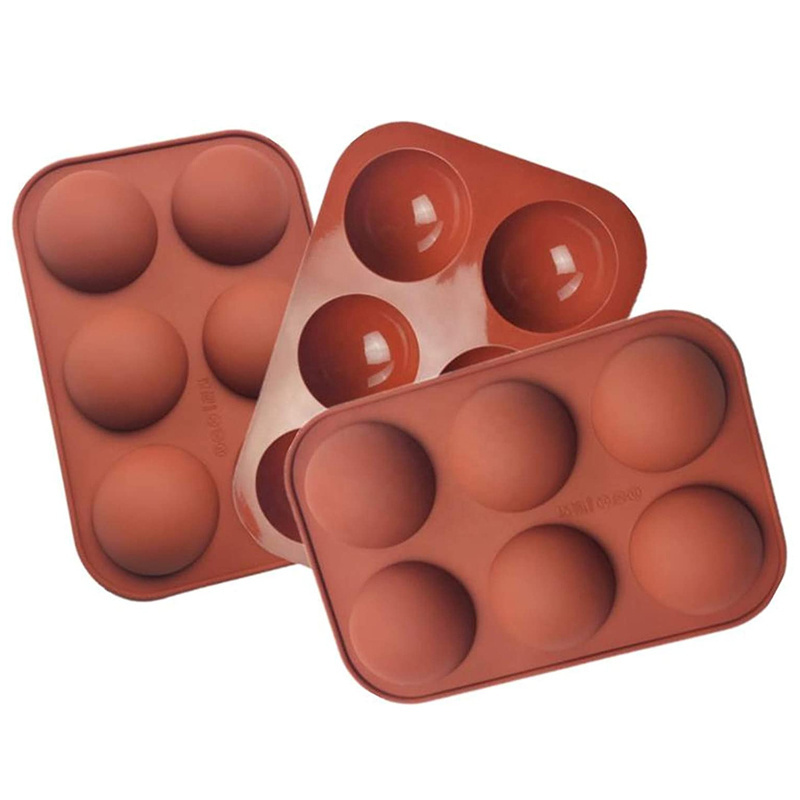 Bulk Sale Premium 6 Holes Silicone Half Round Cup Cake Candy Pudding Mould Valentine Milk Hot Chocolate Bomb Mold