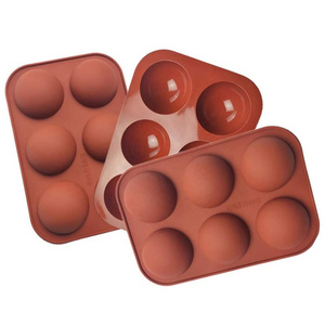 Bulk Sale Premium 6 Holes Silicone Half Round Cup Cake Candy Pudding Mould Valentine Milk Hot Chocolate Bomb Mold