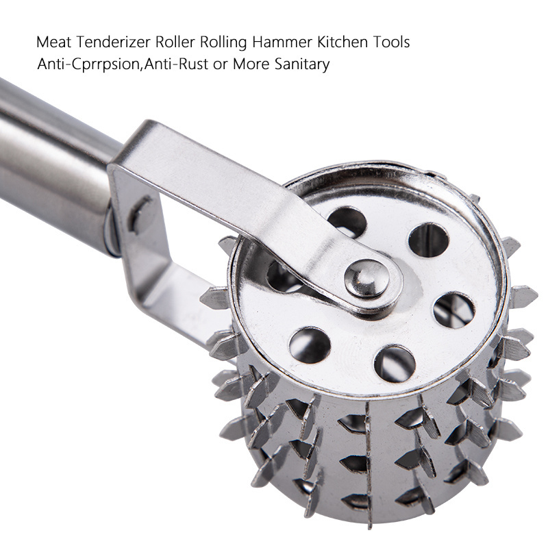 Professional Stainless Steel Manual Steak Mallet Roller Press Meat Tenderizer Hammer Pounder